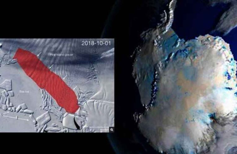 Iceberg a punto de romperse en la Antártida