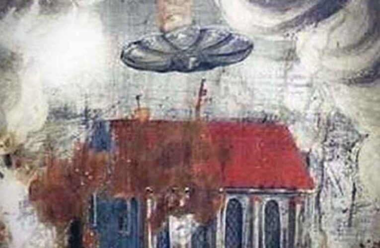 Enorme OVNI en una pintura misteriosa medieval de la patria de Drácula
