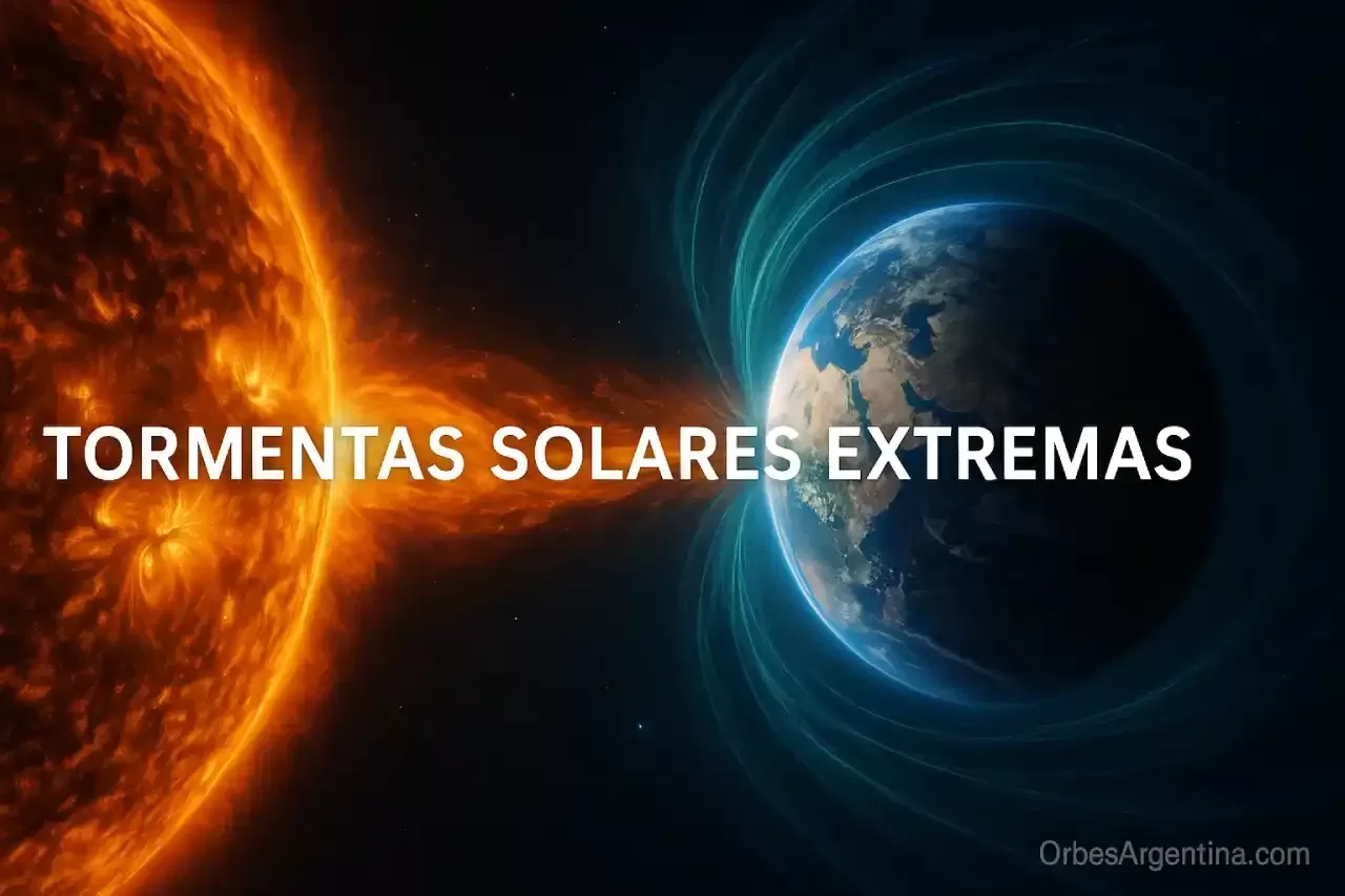 Tormenta solar extrema golpeando el campo magnético terrestre