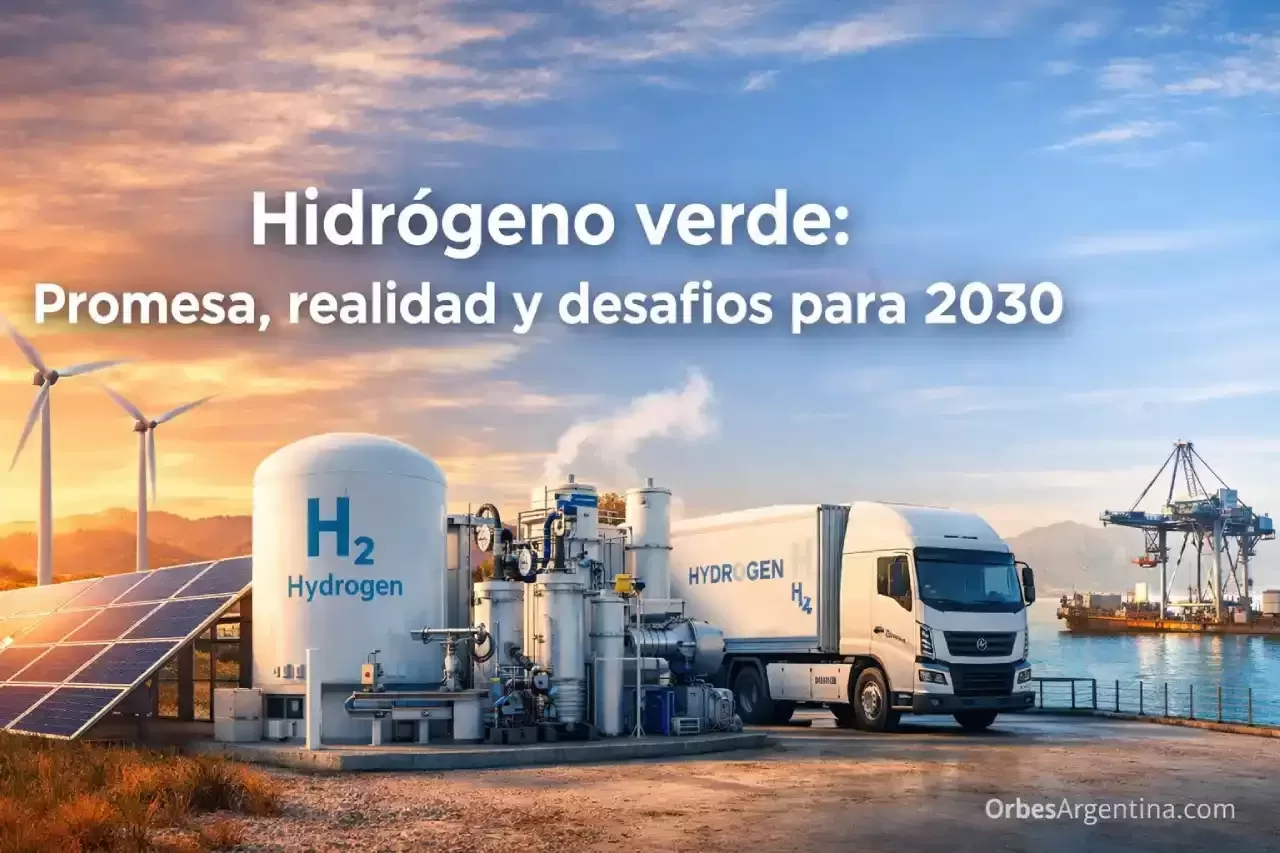 Electrolizador industrial produciendo hidrógeno verde