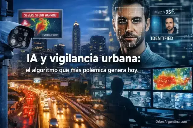 Cámaras de vigilancia urbana con inteligencia artificial en ciudad latinoamericana