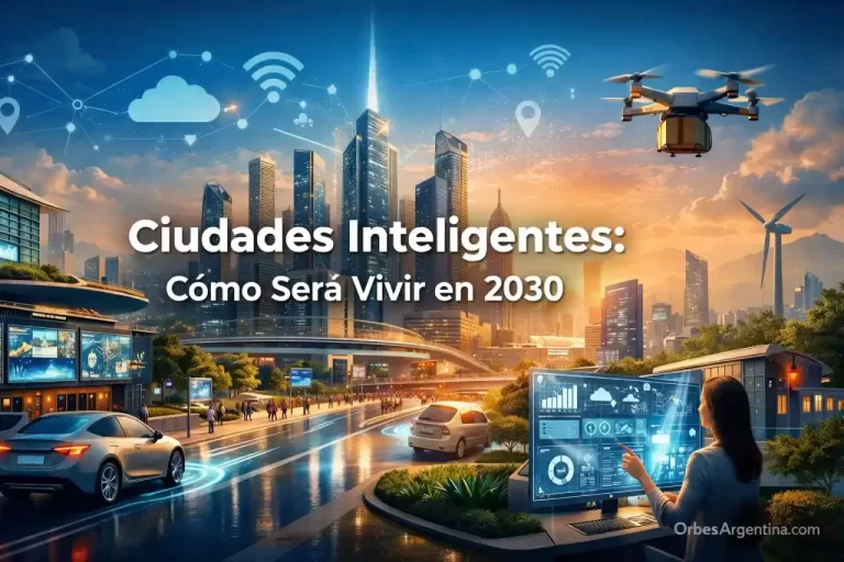 Ciudad inteligente con sensores y tecnología urbana