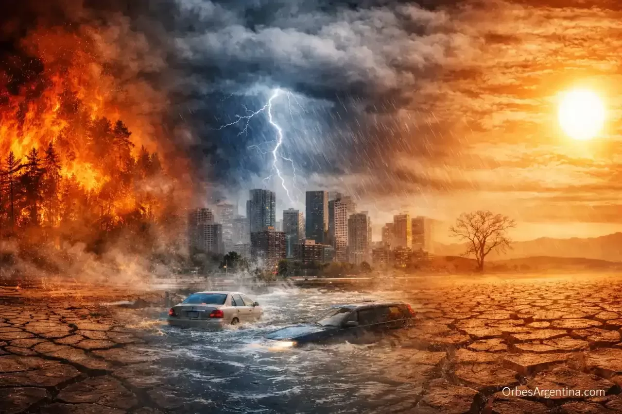 Ola de calor extremo en ciudad moderna