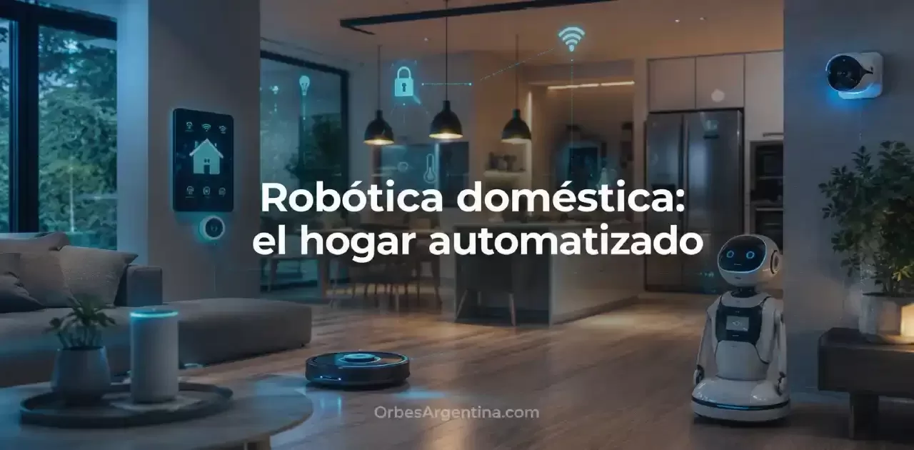 Robot doméstico inteligente en hogar automatizado moderno