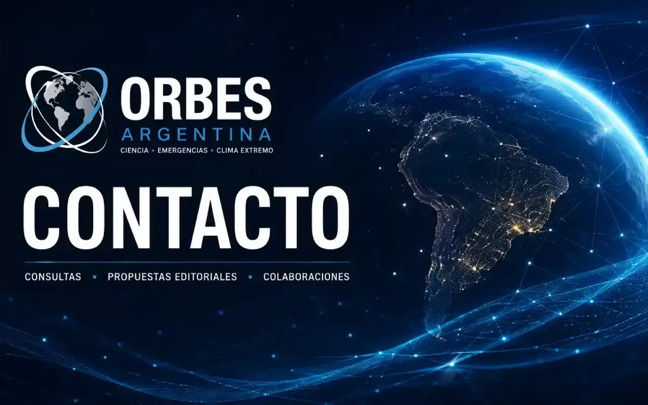 Imagen principal de la página de contacto de Orbes Argentina, medio digital especializado en ciencia, emergencias, clima extremo, geopolítica y tendencias globales.