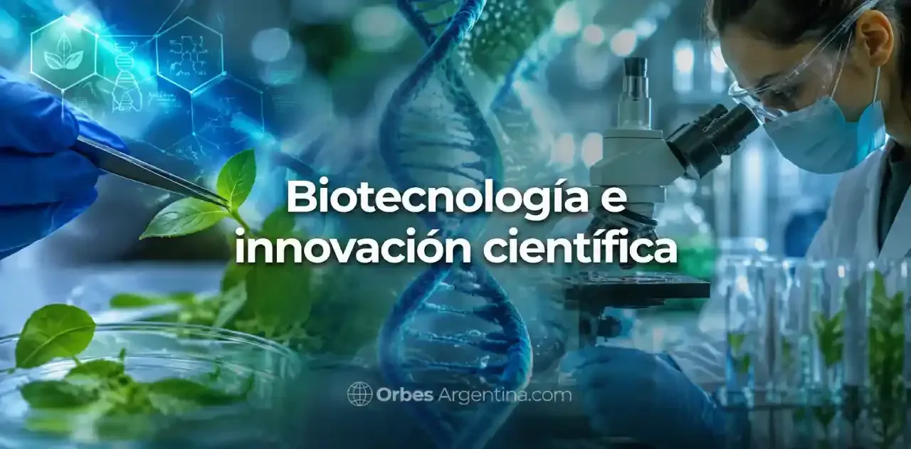 Laboratorio de biotecnología con investigadores analizando ADN.