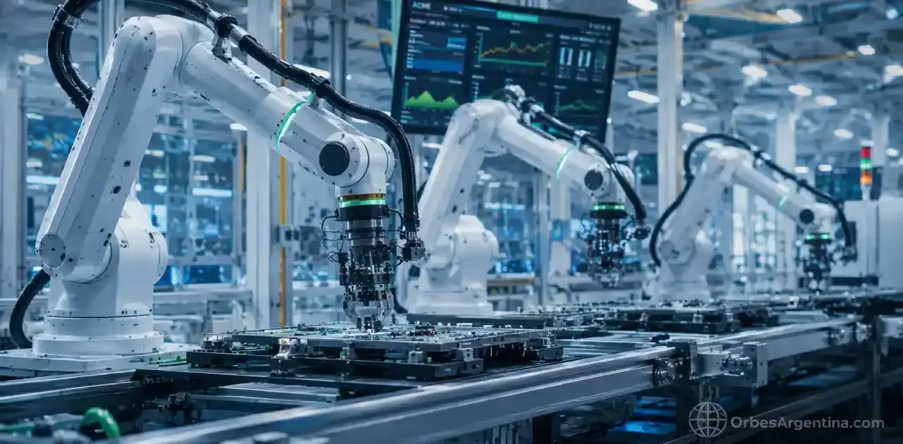 Robot industrial con inteligencia artificial y sensores avanzados