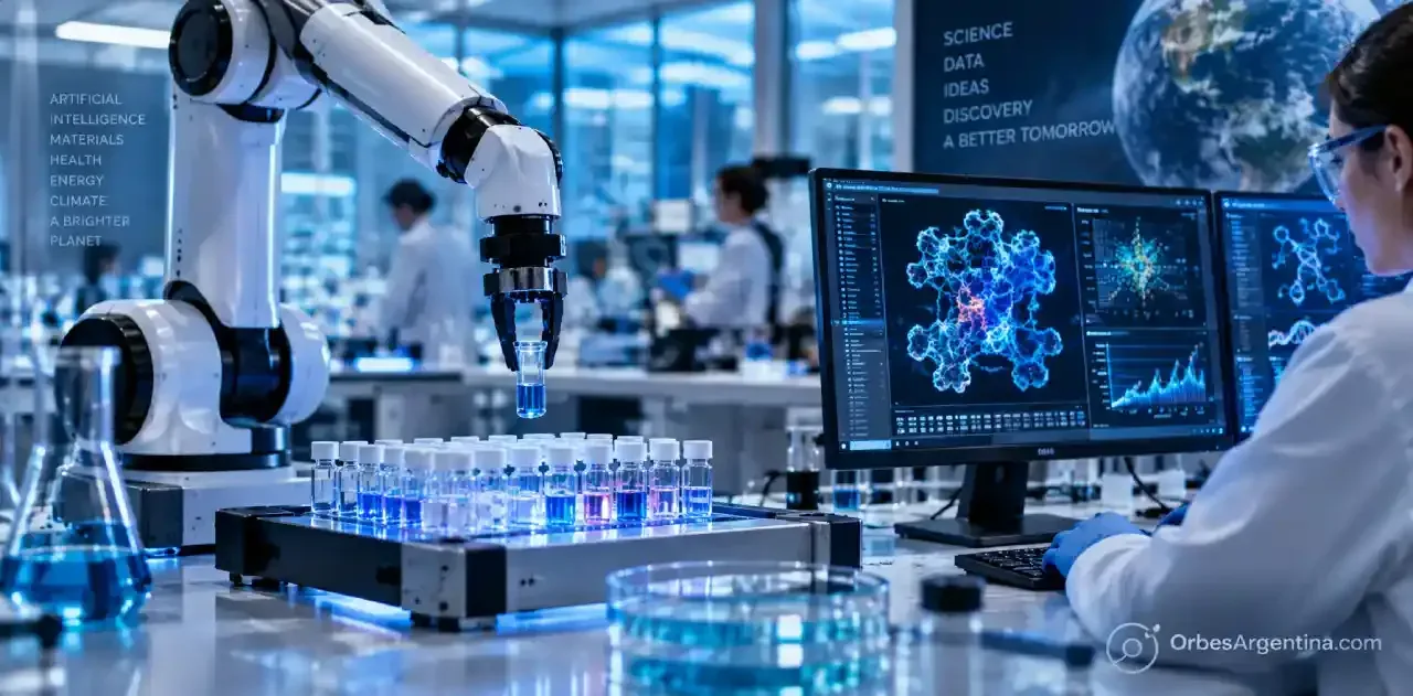 Robot de laboratorio realizando experimentos científicos automatizados