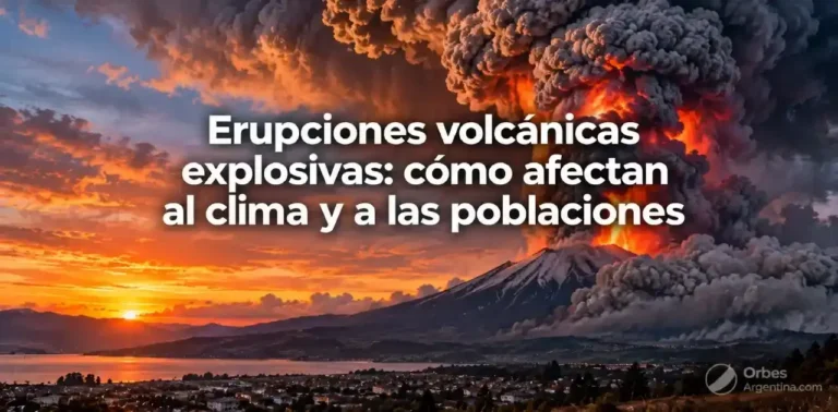 Erupción volcánica explosiva con columna de ceniza