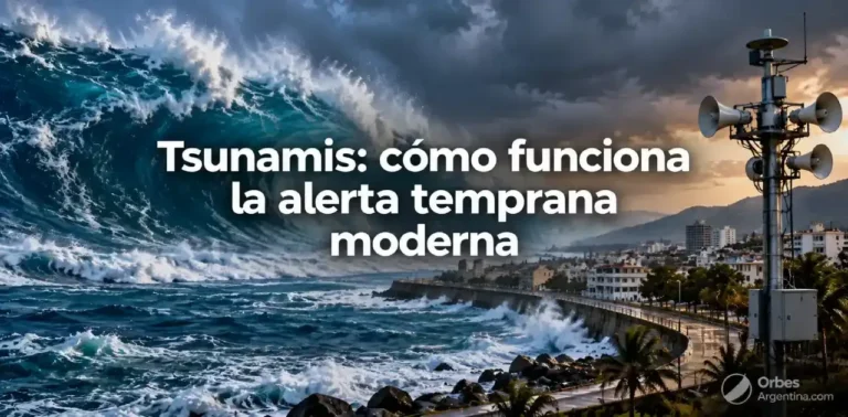 Tsunami aproximándose a una zona costera